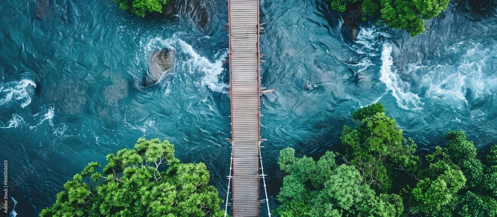 Fototapete Overhead view of bridge with strings. with copy space image. Place for adding text or design