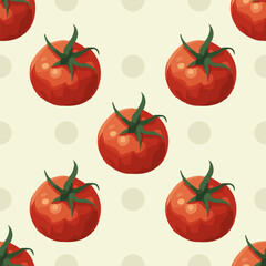 Seamless ripe tomato pattern on cream background for autumn vegetable-themed designs
