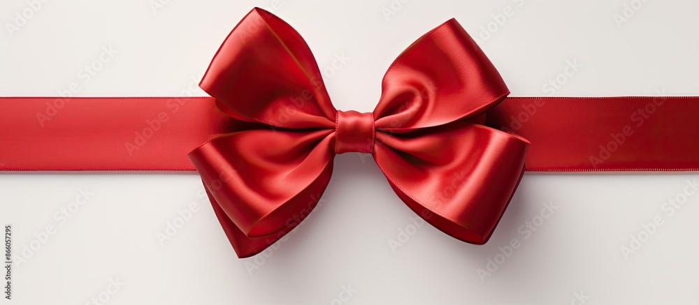 Poster A bow featured against a plain white backdrop, providing space for adding text or other elements in the image. with copy space image. Place for adding text or design