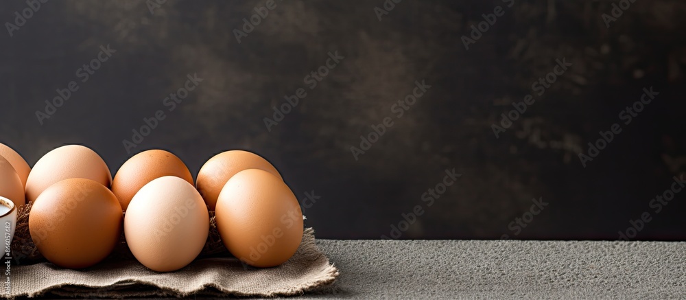 Leinwandbilder close-up of eggs on a dark backdrop with ample copy space image.