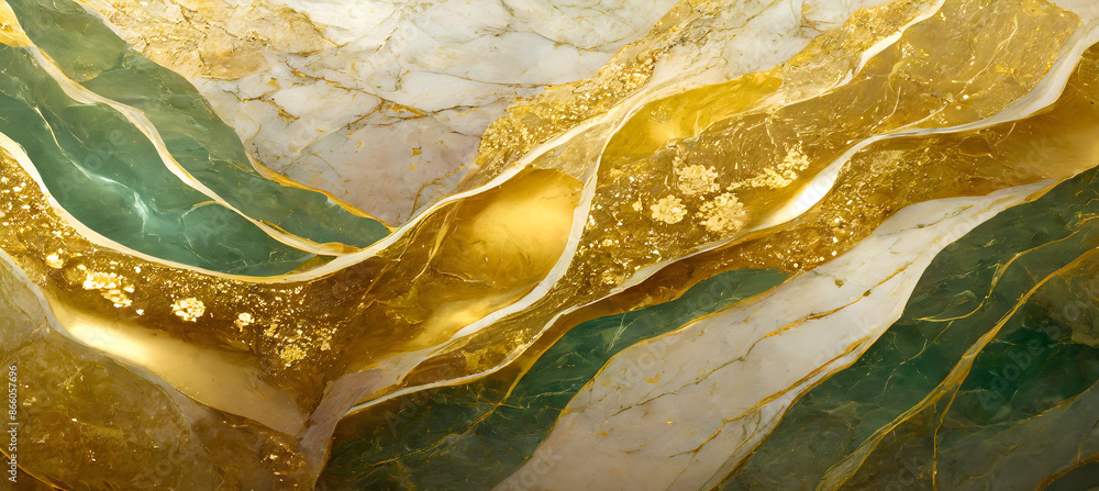 Poster generate an abstract digital artwork inspired by the patterns and colors of gold marble. generative 