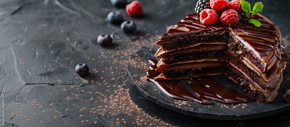 Aufkleber delicious chocolate crepe cake with a striking and appetizing appearance, perfect for special occasi
