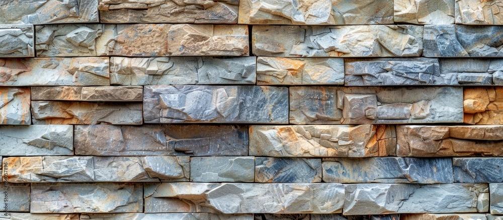 Poster Pattern of Modern stone Brick Wall Surfaced for background. with copy space image. Place for adding text or design