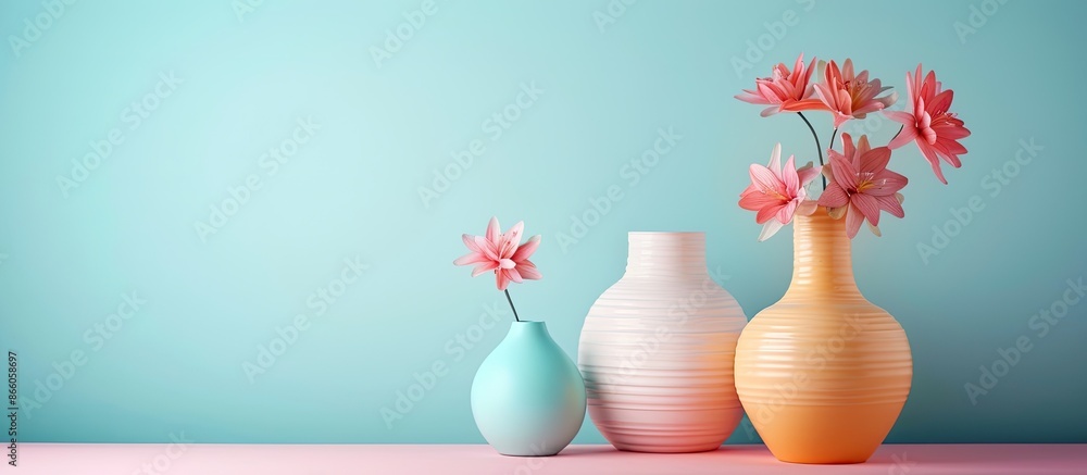 Aufkleber Beautiful vases on color background. with copy space image. Place for adding text or design