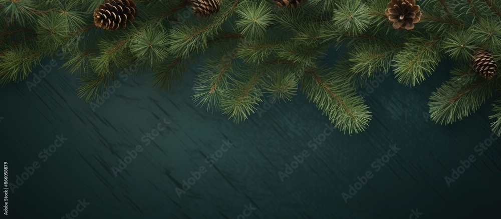 Poster christmas pine tree branches backdrop with copy space image for wallpaper.