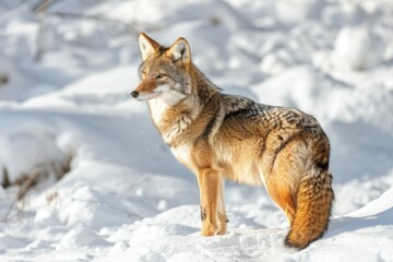 Obraz premium Wolf Snow. Coyote in Yellowstone National Park Winter Landscape