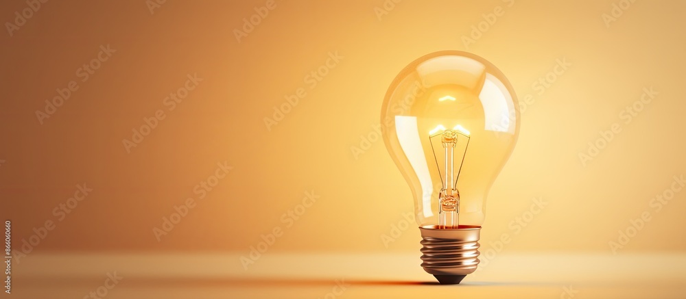 Aufkleber Innovative ideas depicted with a lightbulb on a soft-colored backdrop, serving as a business solution with available copy space image.