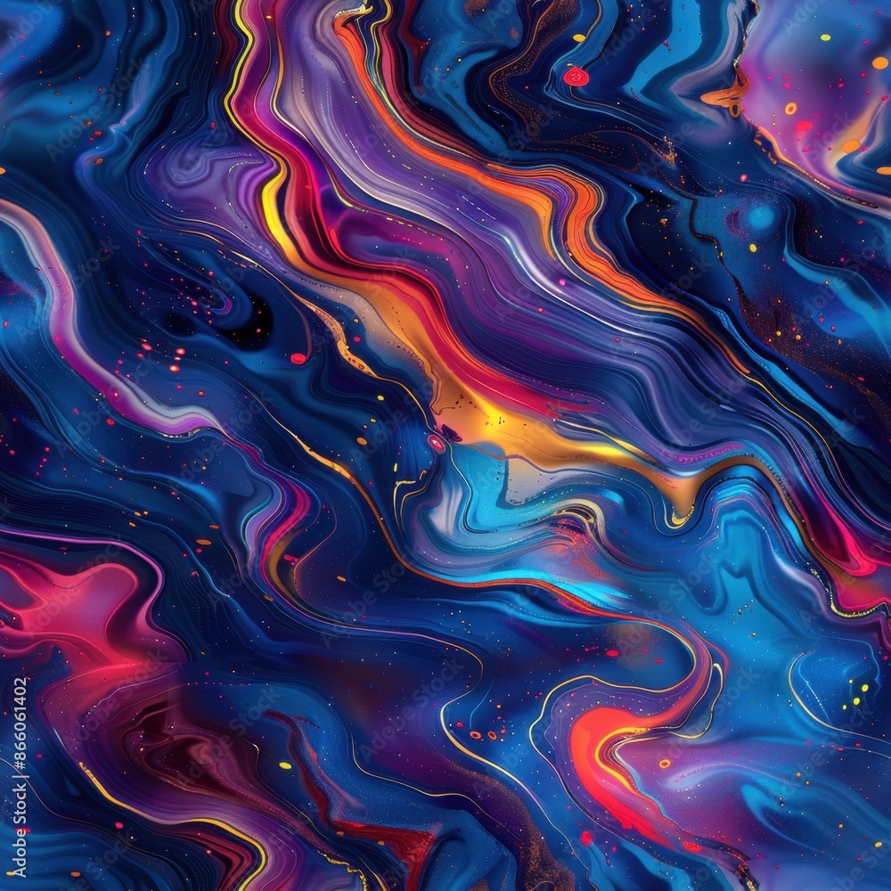 Poster seamless oil slick pattern with a minimal aesthetic. the vibrant, flowing colors provide a striking 