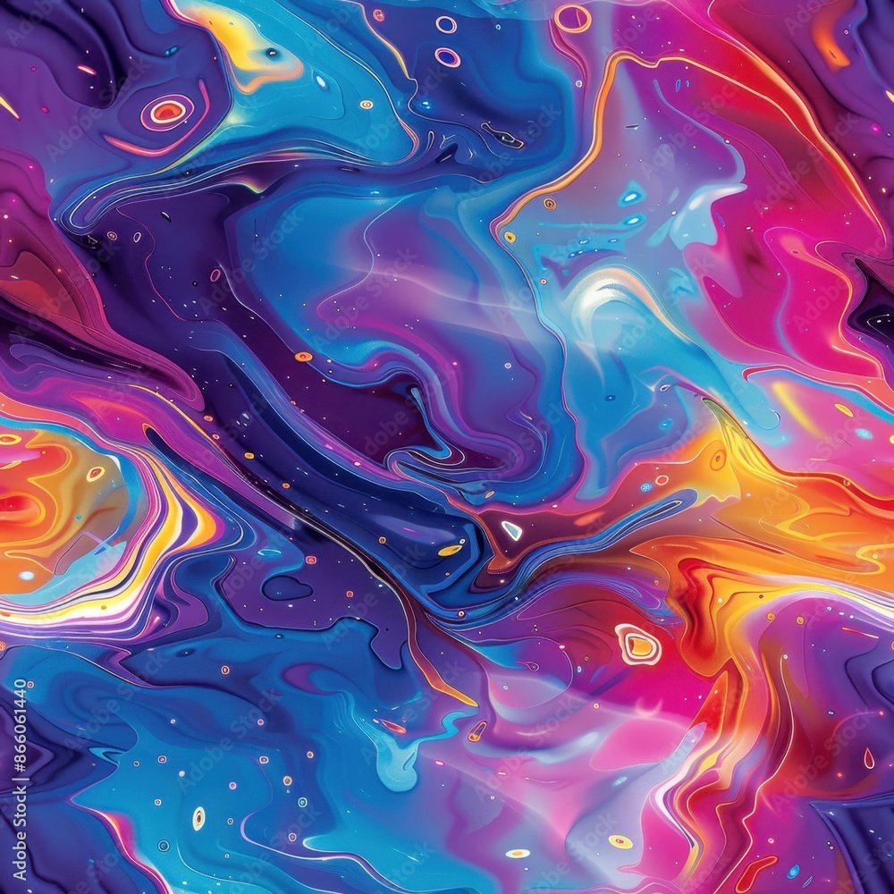 Poster seamless oil slick pattern with a minimal aesthetic. the vibrant, flowing colors provide a striking 