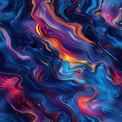 Fototapeta premium Seamless oil slick pattern with a minimal aesthetic. The vibrant, flowing colors provide a striking and dynamic backdrop, ideal for artistic and design applications.