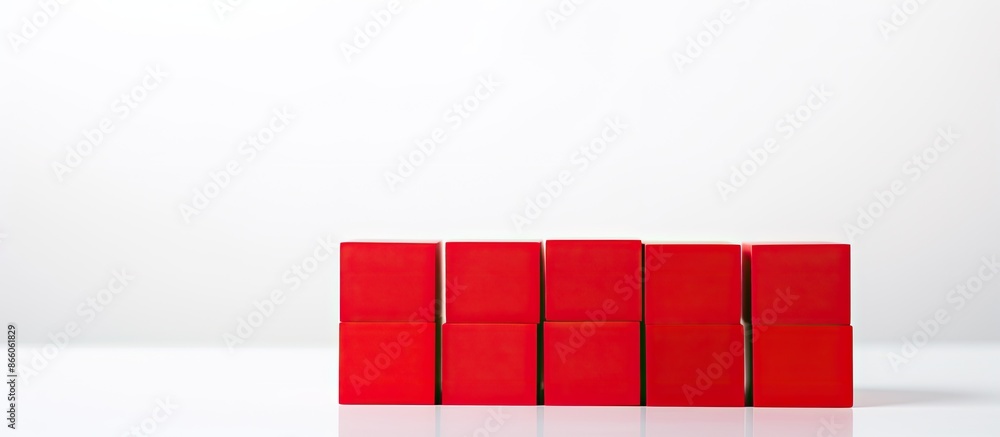 Poster Close-up view of a red building block against a white backdrop with ample copy space image.