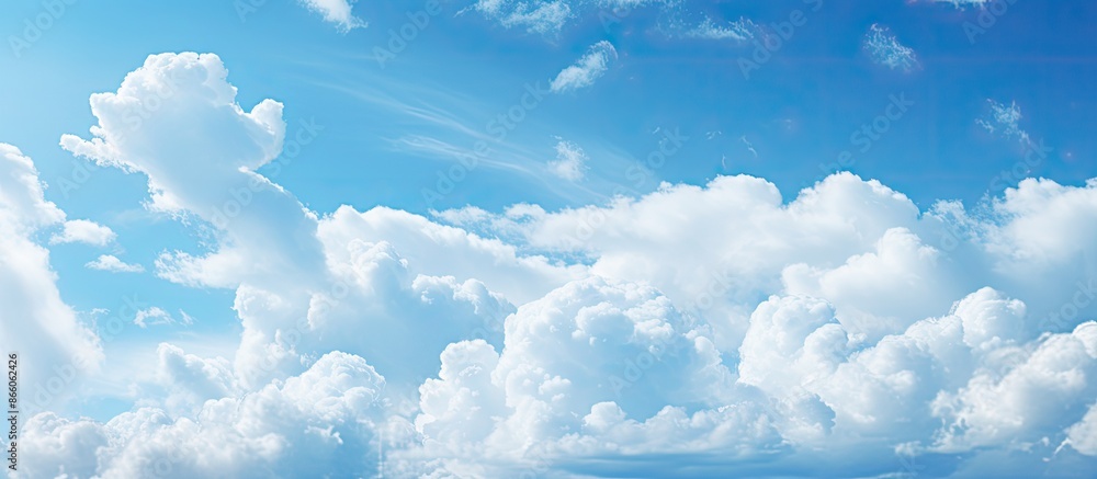 Fototapete Close-up of a textured blue sky with soft clouds, ideal as a background image with copy space.