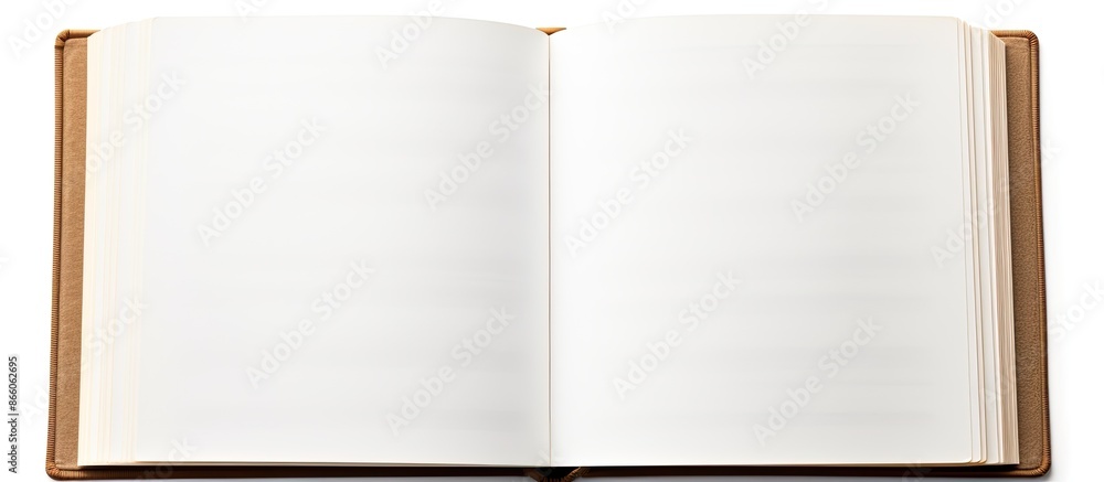 Poster isolated on a white background, there is an open blank book with copy space image.