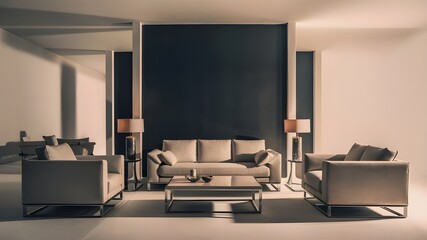 Modern luxury interior designs. Empty painted wall for mockup.Accent furniture and a blank background.Interior trend 2024 year Modern luxury apricot room interior home designs. Mockup wall, Mockups