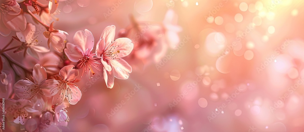 Aufkleber beautiful cherry blossoms in a spring flowers series, with elegant blossoms against a soft backgroun