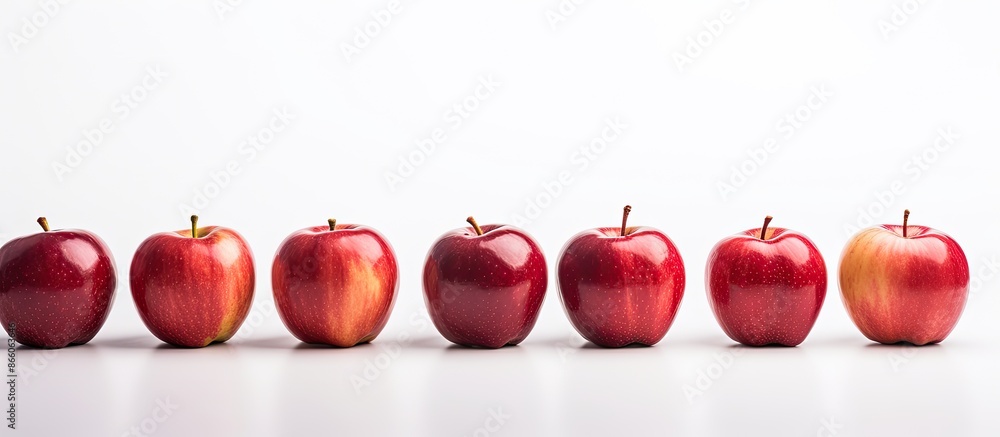 Aufkleber Fresh apples displayed alone on a white background with space for text. Overhead view for a visually appealing image. with copy space image. Place for adding text or design