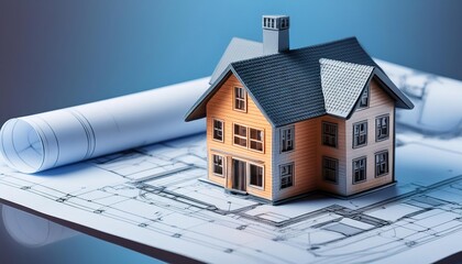 3d blueprint of a house with isolated background 