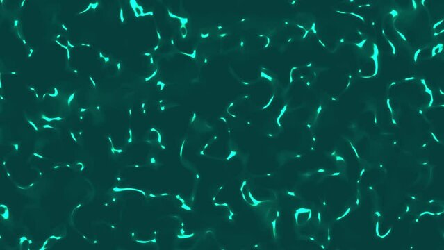 Digital liquid metal waving cyan color animation on liquid background.
