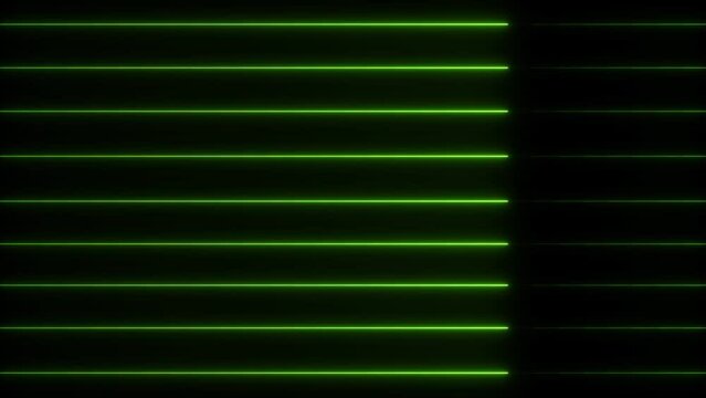 Neon lights bright trendy lines lime green color animation. seamless pattern neon light technology on black background.