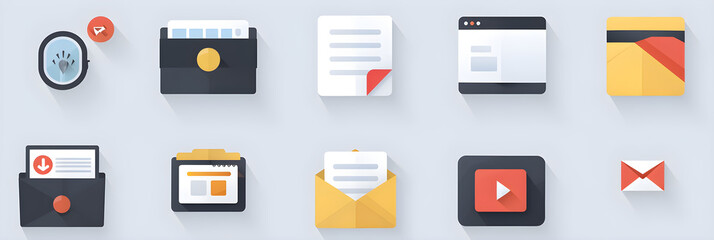 Minimalist Accordion Icons Set for User Interface Design: Flat Style Collection for Clean and Practical Web and App Layouts