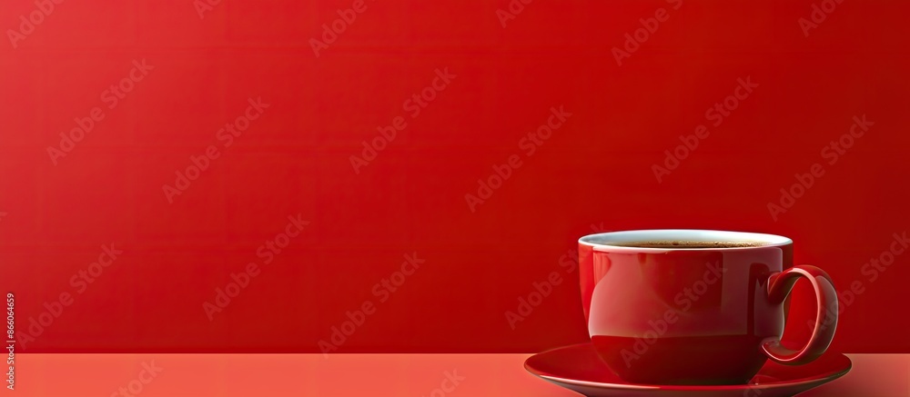 Poster Coffee in a red cup with copy space image.