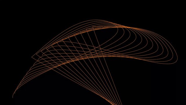  geometric orange line animation. abstract technology line 4k video on black background. 