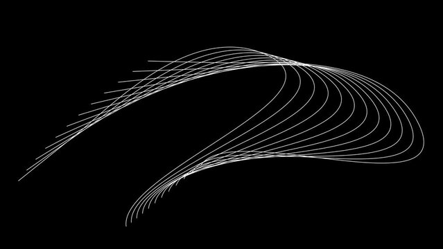  geometric white line animation. abstract technology line 4k video on black background. 