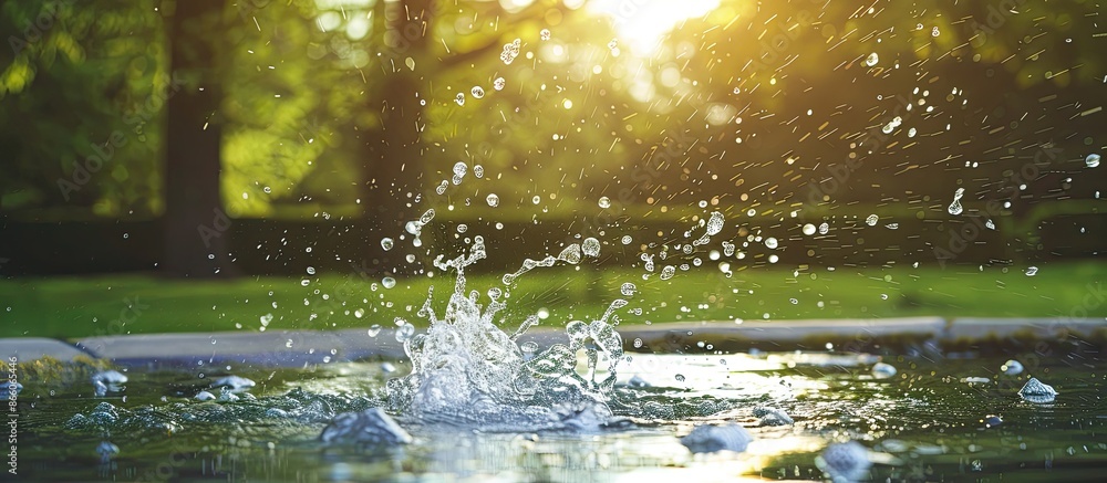 Leinwandbilder water splashing in a park setting with ample copy space image.