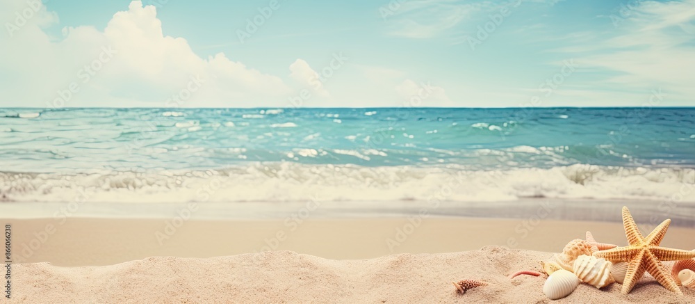 Aufkleber summer backdrop featuring sandy seashore with space for text, ideal for a copy space image.