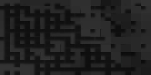 Black tech background with a geometric square and block patterns, Abstract black modern architecture background with luxury block pattern, modern technology black cubes abstract geometric background.