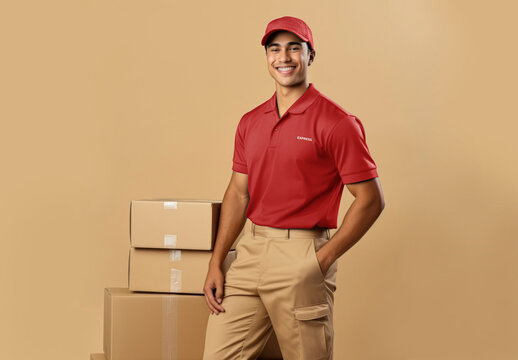 Delivery man Polo Shirt Mockup With Generative AI