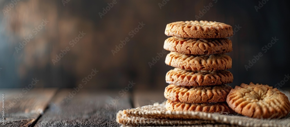 Aufkleber Stack of delicious cookies in an elegant arrangement with copy space image.