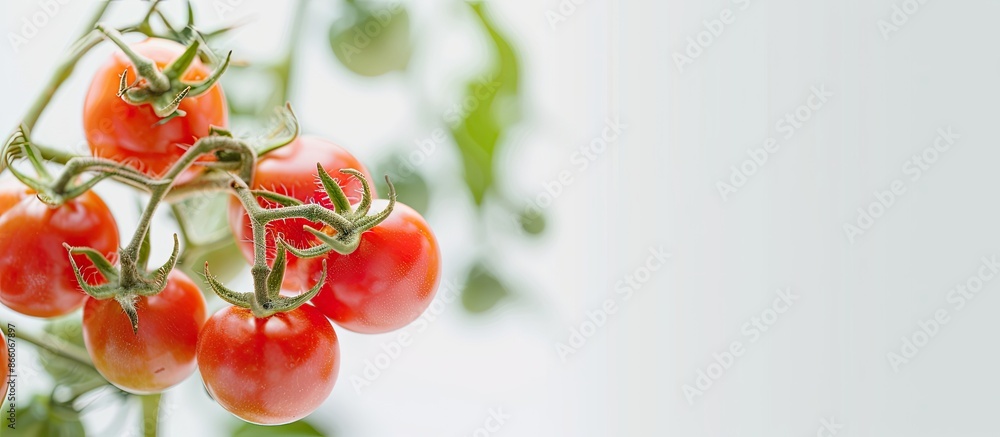 Poster a variety of both ripe and unripe red cherry tomatoes are featured on a branch in a bountiful, organ