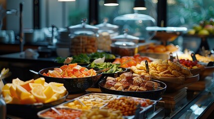Obraz premium A buffet breakfast , lots of food. Generative AI