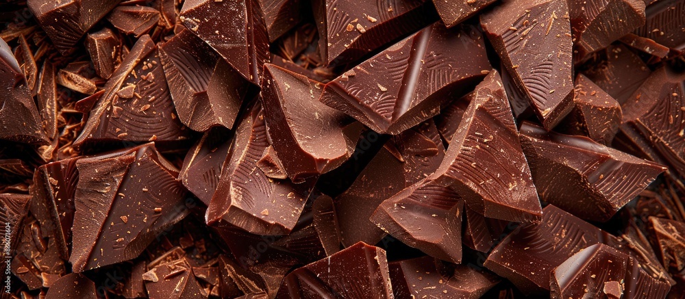 Aufkleber detailed close-up captured image of chocolate pieces with copy space image availble.