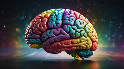 Rainbow Brain Creative Ideas. A brain with sections of different rainbow colors