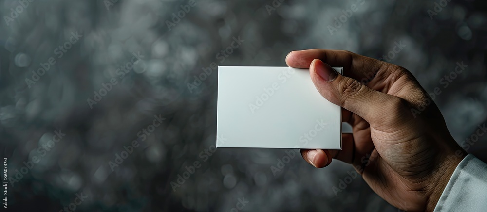 Poster Hand holding a business card with ample space for additional content in the background for the copy space image.