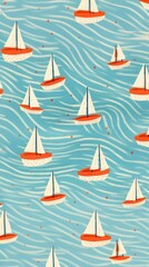 Boat pattern sailboat vehicle art.