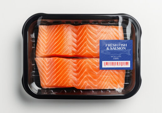 Plastic Food Box Sticker Flatlay Mockup With Generative AI