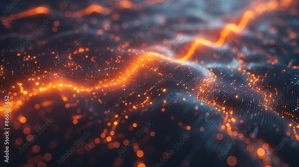 Poster A luminous bridge connects two data points over a digitally rendered city, representing secure network transactions. , natural light, soft shadows, with copy space.
