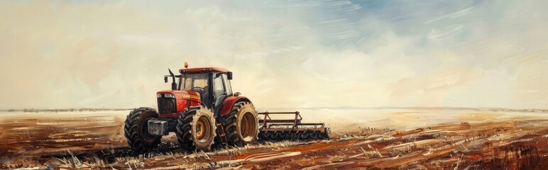 Agriculture tractor working in field Generative AI