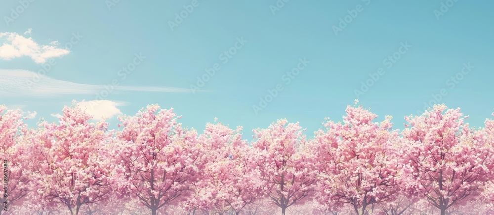 Aufkleber flowering cherry trees in full bloom with copy space image.