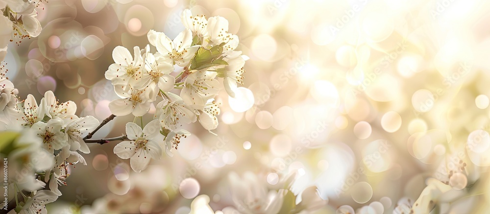 Aufkleber cherry and plum trees blooming in spring with selective focus on a floral background, perfect for a 
