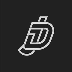 Intiail Letter DJ or JD  Logo, Monogram Logo letter D with J combination, design logo template, vector illustration