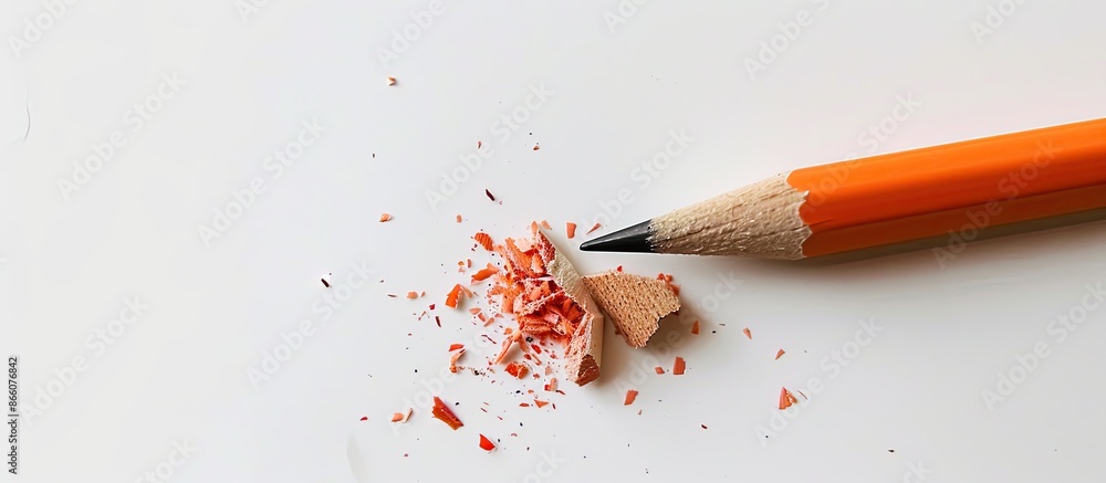 Aufkleber A broken pencil and an eraser are displayed against a white backdrop with ample space for additional content or text in the image.