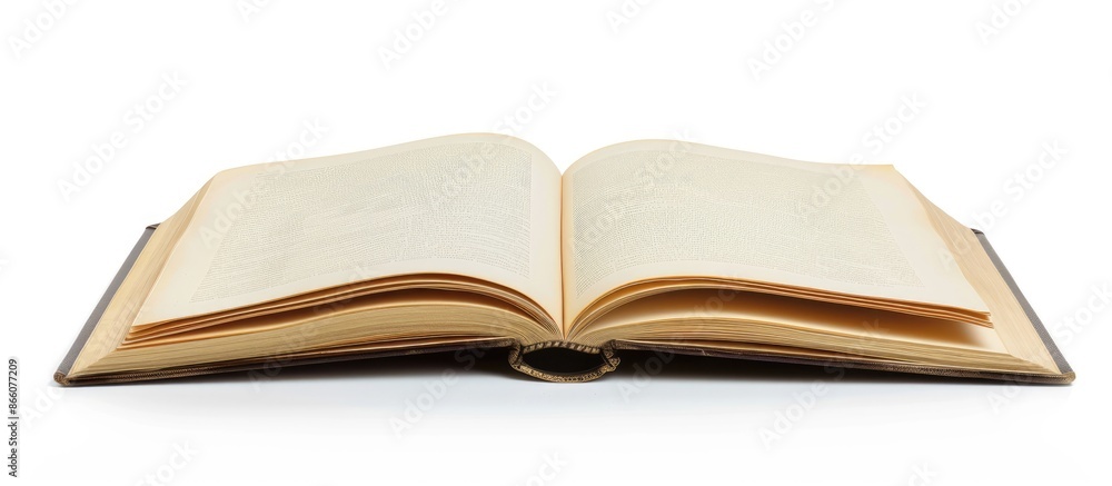 Leinwandbilder An open book diary featuring empty pages against a white backdrop, ideal as a copy space image.