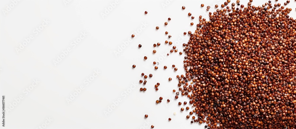 Aufkleber Red quinoa seeds forming an ellipse shape against a white background, leaving space for text or images. Copy space image. Place for adding text and design