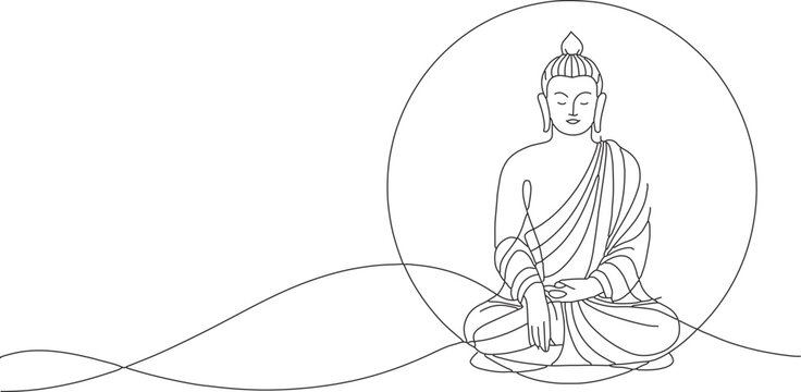 continuous line-art buddha
