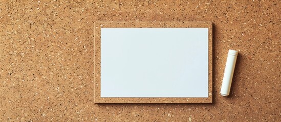 Fototapeta premium Cork board mockup with a white memo stick for copy space image.