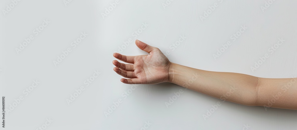 Aufkleber A close-up image of a female hand on a white background with copy space image.